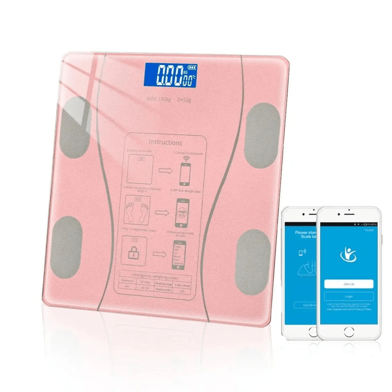 Ingrijire personala si Cosmetice - Sanatate si wellness - Aparate medicale - Cantare corporale - Cantar SMART electronic cu monitorizare personalizata, Wireless BMI BlueTooth Digital Body Health Culoare Roz ABYZ™ - Infinity.ro
