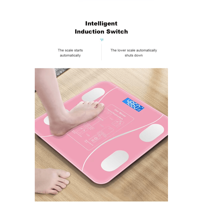 Ingrijire personala si Cosmetice - Sanatate si wellness - Aparate medicale - Cantare corporale - Cantar SMART electronic cu monitorizare personalizata, Wireless BMI BlueTooth Digital Body Health Culoare Roz ABYZ™ - Infinity.ro