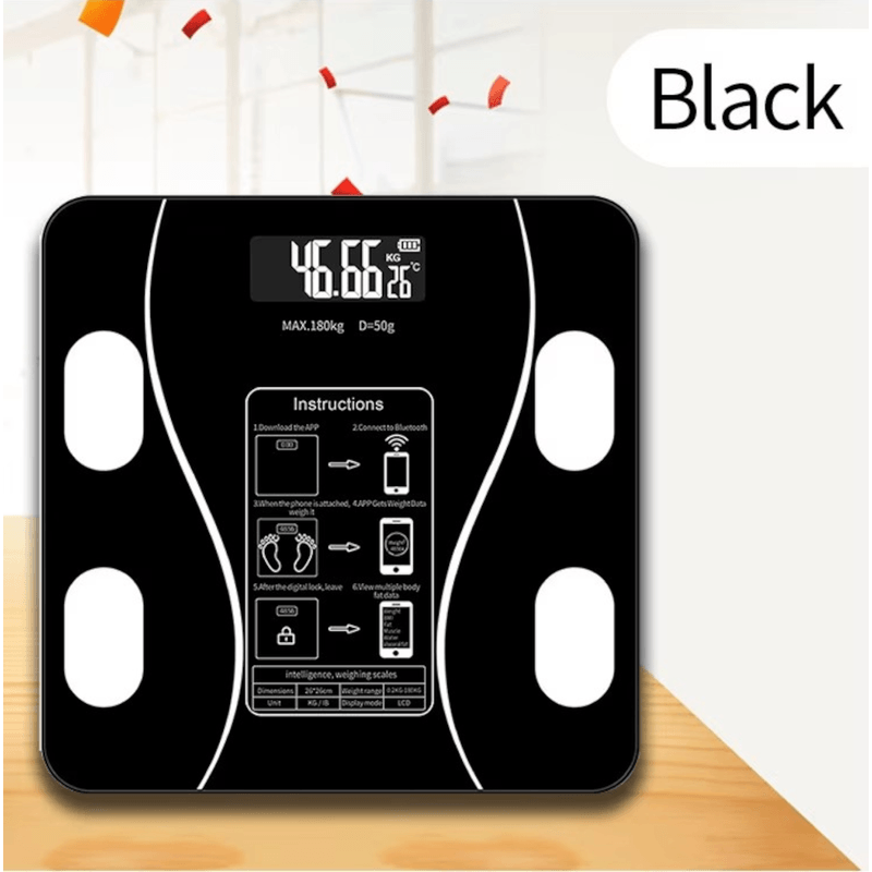 Ingrijire personala si Cosmetice - Sanatate si wellness - Aparate medicale - Cantare corporale - Cantar SMART electronic cu monitorizare personalizata, Wireless BMI BlueTooth Digital Body Health Culoare Negru ABYZ™ - Infinity.ro