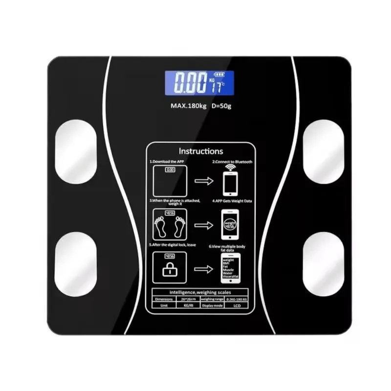 Ingrijire personala si Cosmetice - Sanatate si wellness - Aparate medicale - Cantare corporale - Cantar SMART electronic cu monitorizare personalizata, Wireless BMI BlueTooth Digital Body Health Culoare Negru ABYZ™ - Infinity.ro