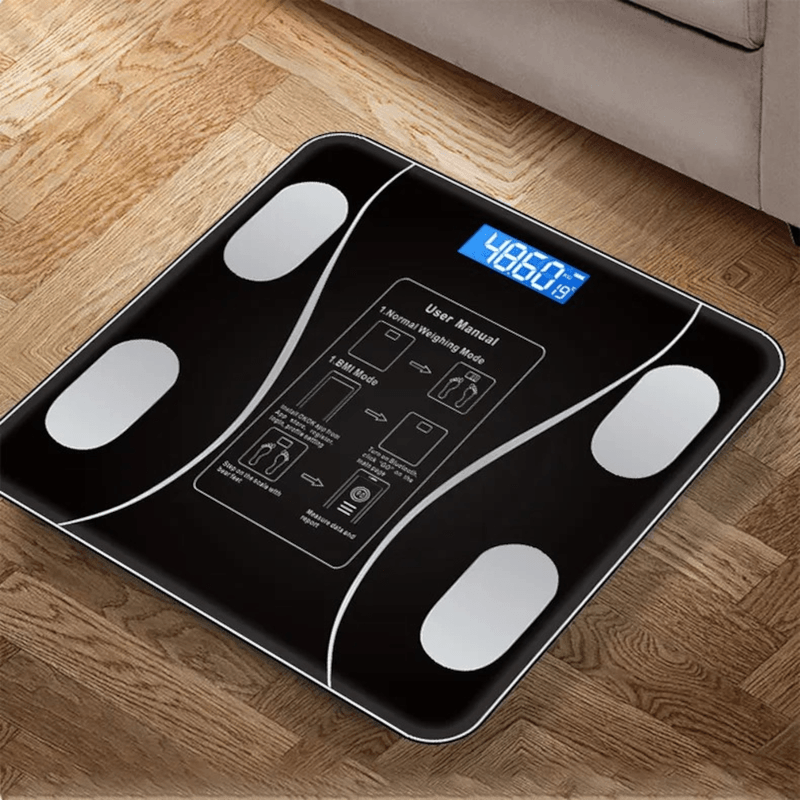 Ingrijire personala si Cosmetice - Sanatate si wellness - Aparate medicale - Cantare corporale - Cantar SMART electronic cu monitorizare personalizata, Wireless BMI BlueTooth Digital Body Health Culoare Negru ABYZ™ - Infinity.ro