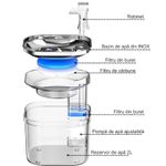 Petshop - Accesorii petshop - Castroane si adapatori - Dispenser apa automat Linomag® 2L, inox, filtrare si purificare, debit reglabil, pisici si caini, Transparent - Infinity.ro