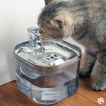 Petshop - Accesorii petshop - Castroane si adapatori - Dispenser apa automat Linomag® 2L, inox, filtrare si purificare, debit reglabil, pisici si caini, Transparent - Infinity.ro