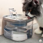 Petshop - Accesorii petshop - Castroane si adapatori - Dispenser apa automat Linomag® 2L, inox, filtrare si purificare, debit reglabil, pisici si caini, Transparent - Infinity.ro