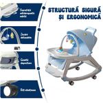 Jucarii, Copii si Bebe - Carucioare si articole de transport - Premergatoare - Balansoar 5 in 1 Linomag®, Scaun masa, Carucior, Masuta, Spatar rabatabil, Jucarii, 0-36 luni, Albastru - Infinity.ro