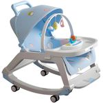 Jucarii, Copii si Bebe - Carucioare si articole de transport - Premergatoare - Balansoar 5 in 1 Linomag®, Scaun masa, Carucior, Masuta, Spatar rabatabil, Jucarii, 0-36 luni, Albastru - Infinity.ro