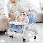 Jucarii, Copii si Bebe - Carucioare si articole de transport - Premergatoare - Balansoar 5 in 1 Linomag®, Scaun masa, Carucior, Masuta, Spatar rabatabil, Jucarii, 0-36 luni, Albastru - Infinity.ro