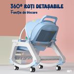 Jucarii, Copii si Bebe - Carucioare si articole de transport - Premergatoare - Balansoar 5 in 1 Linomag®, Scaun masa, Carucior, Masuta, Spatar rabatabil, Jucarii, 0-36 luni, Albastru - Infinity.ro