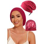 Fashion, accesorii si bijuterii - Femei - Accesorii femei - Accesorii pentru par femei - Boneta de noapte pentru protectie par cu interior din satin, Rosu Bordeaux - Rosu Bordeaux, Medium - Infinity.ro
