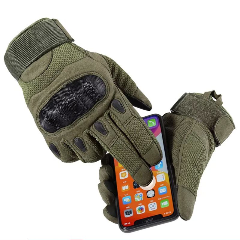 Sport si Outdoor - Echipament Sportiv - Accesorii echipament sportiv - Manusi sport - Manusi Tactice Combat, Touchscreen, Microfibra/Piele Eco, marime L, Verde Militar - Infinity.ro