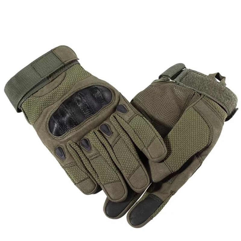 Sport si Outdoor - Echipament Sportiv - Accesorii echipament sportiv - Manusi sport - Manusi Tactice Combat, Touchscreen, Microfibra/Piele Eco, marime L, Verde Militar - Infinity.ro