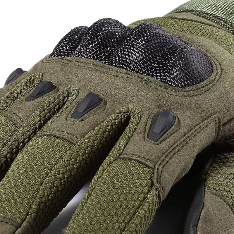 Sport si Outdoor - Echipament Sportiv - Accesorii echipament sportiv - Manusi sport - Manusi Tactice Combat, Touchscreen, Microfibra/Piele Eco, marime L, Verde Militar - Infinity.ro