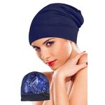 Fashion, accesorii si bijuterii - Femei - Accesorii femei - Accesorii pentru par femei - Boneta de noapte pentru protectie par cu interior din satin, Albastru Inchis - Albastru Inchis, Medium - Infinity.ro