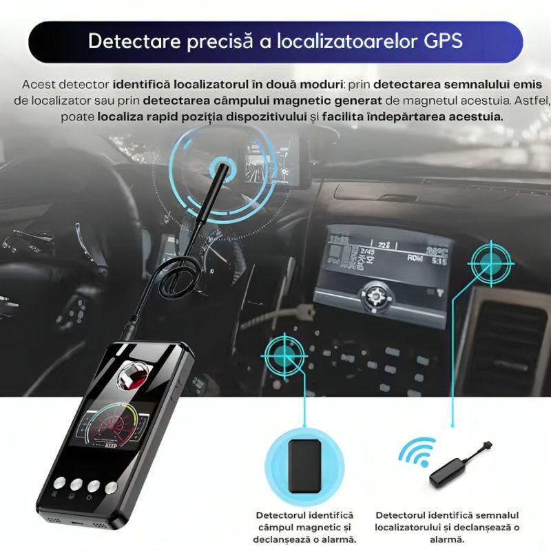 Laptop, Telefoane si Tablete - Wearables si gadgeturi - Gadgeturi - Dispozitive spionaj - Detector Anti-Spionaj T2 CLC SmartGear, AI, detectie camere, microfoane, reportofoane, GPS, trackere, protectie avansata - Infinity.ro