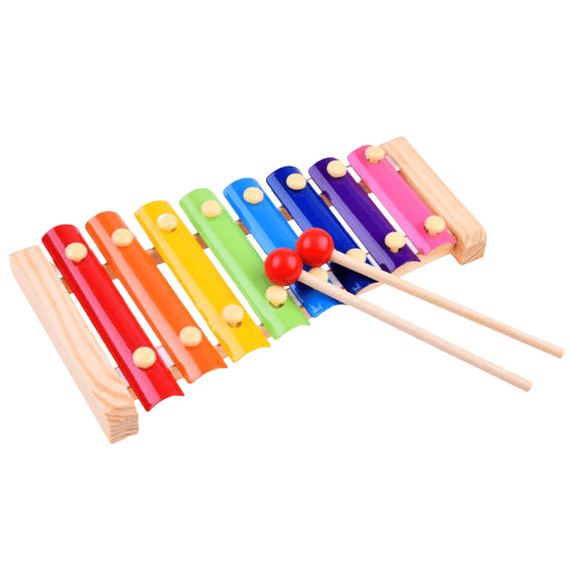 Jucarii, Copii si Bebe - Jucarii si jocuri - Jucarii de rol - Instrumente muzicale de jucarie - Instrument muzical de jucarie pentru copii, Xilofon cu 8 tonuri, din lemn si metal, + 3 ani, EduJucarii - Infinity.ro