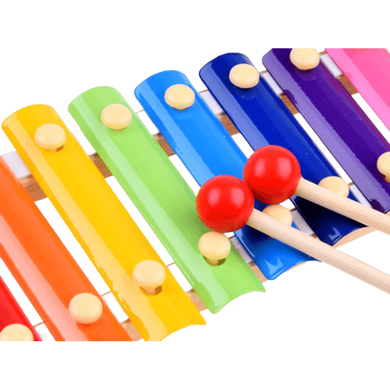 Jucarii, Copii si Bebe - Jucarii si jocuri - Jucarii de rol - Instrumente muzicale de jucarie - Instrument muzical de jucarie pentru copii, Xilofon cu 8 tonuri, din lemn si metal, + 3 ani, EduJucarii - Infinity.ro