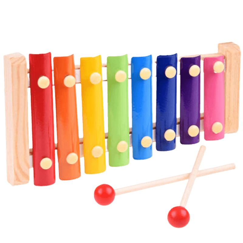 Jucarii, Copii si Bebe - Jucarii si jocuri - Jucarii de rol - Instrumente muzicale de jucarie - Instrument muzical de jucarie pentru copii, Xilofon cu 8 tonuri, din lemn si metal, + 3 ani, EduJucarii - Infinity.ro
