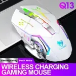 PC, gaming si accesorii - Periferice PC - Mouse - Mouse Wireless ABYZ™ Q13 Butoane Silentioase Multi-Device 6 butoane programabile Gaming RGB 2.4GHz DPI 1600 Fara fir Alb - Infinity.ro