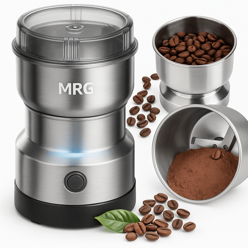 Electronice si Electrocasnice - Electrocasnice bucatarie - Preparare bauturi - Rasnite - Rasnita Electrica MRG M666, 150W, Cafea, Condimente, Capac 100ml, Metal - Infinity.ro