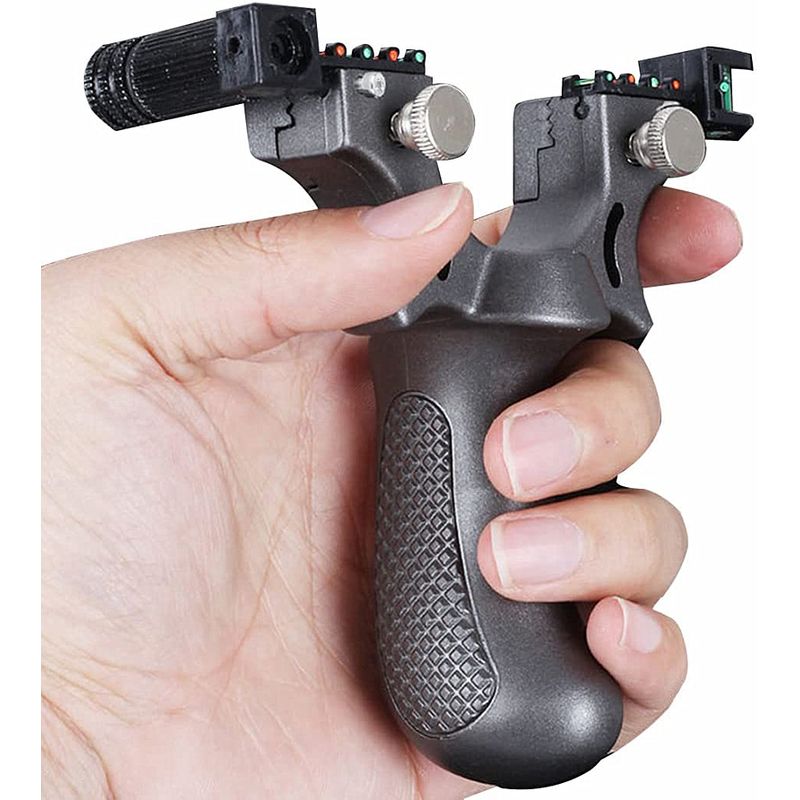 Sport si Outdoor - Accesorii si echipamente sportive - Sporturi de precizie - Set prastie plastic cu laser si set 330 bile  8 mm, 11.5 cm, cu boloboc, argintiu - Infinity.ro