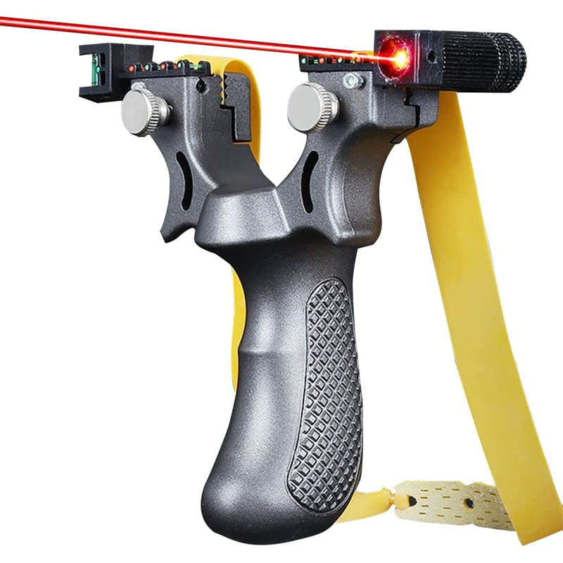 Sport si Outdoor - Accesorii si echipamente sportive - Sporturi de precizie - Set prastie plastic cu laser si set 200 bile  9 mm, 11.5 cm, cu boloboc, argintiu - Infinity.ro