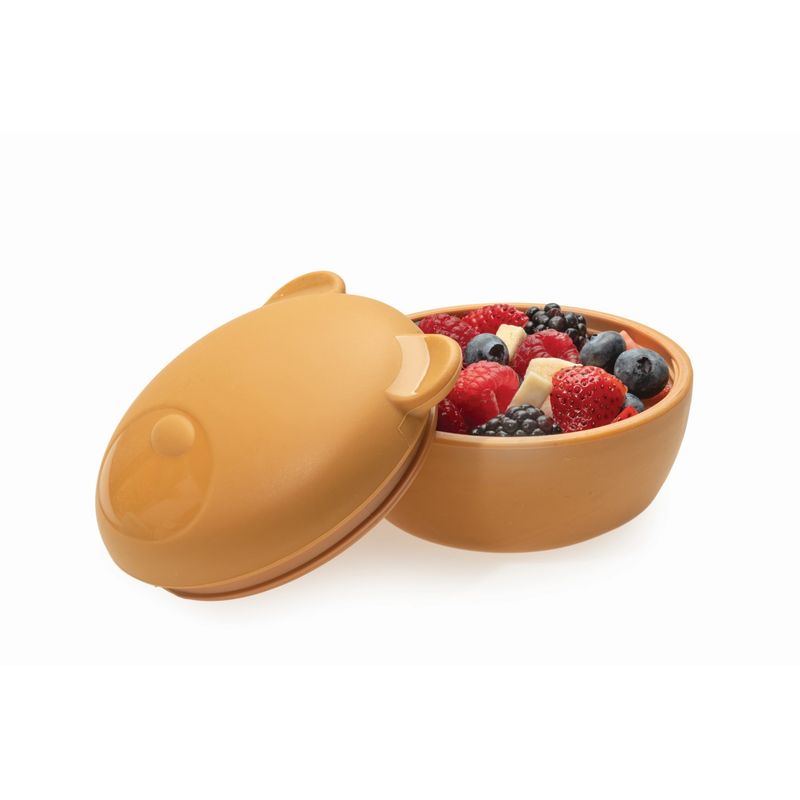 Jucarii, Copii si Bebe - Hrana si alaptare - Biberoane, suzete si accesorii hranire - Articole hranire bebelusi - Castronel silicon cu capac, melii, model urs - Infinity.ro