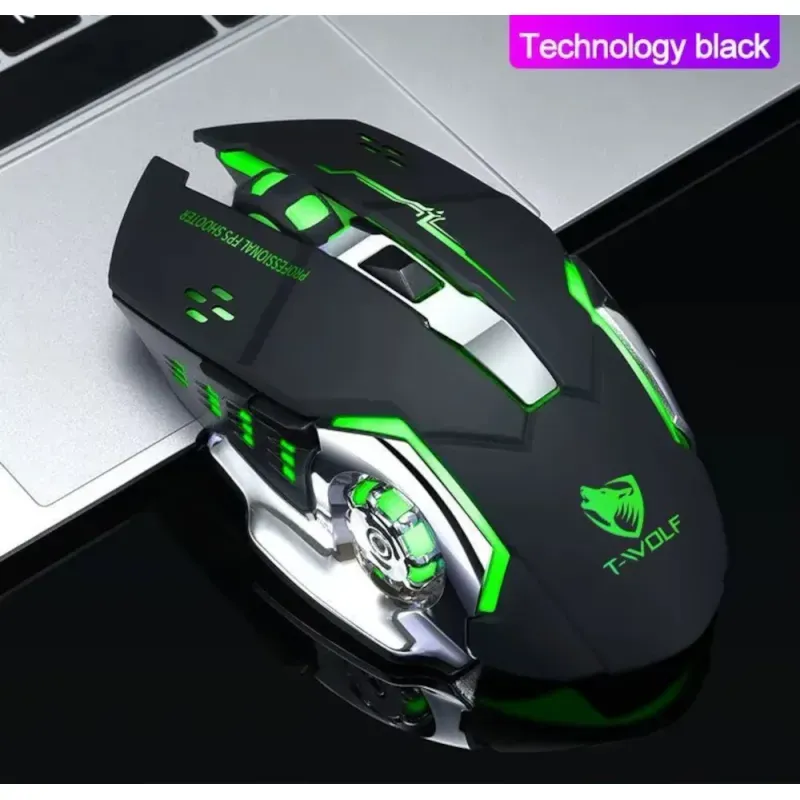 PC, gaming si accesorii - Periferice PC - Mouse - Mouse Wireless Q13 Butoane Silentioase Multi-Device 6 butoane programabile Gaming RGB 2.4GHz DPI 1600Fara fir Negru Mat - Infinity.ro