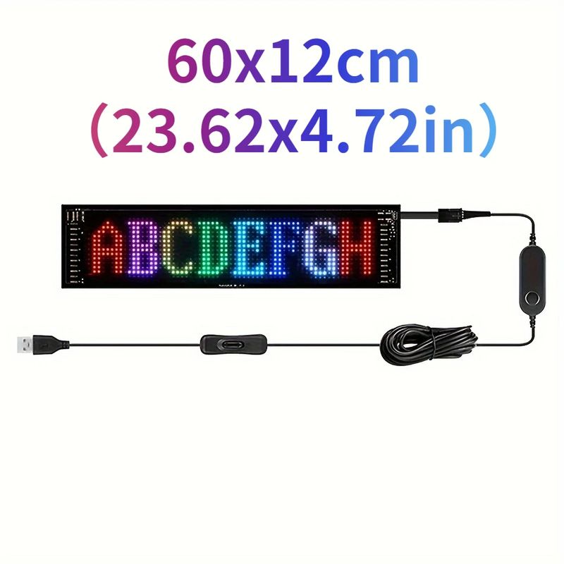 Auto si Moto - Electronice auto - Accesorii electronice auto - Display Led flexibil matrix interior USB Bluetooth APP 60 cm x 12cm - Infinity.ro