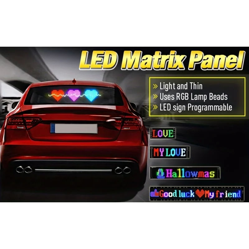 Auto si Moto - Electronice auto - Accesorii electronice auto - Display Led flexibil matrix interior USB Bluetooth APP 60 cm x 12cm - Infinity.ro