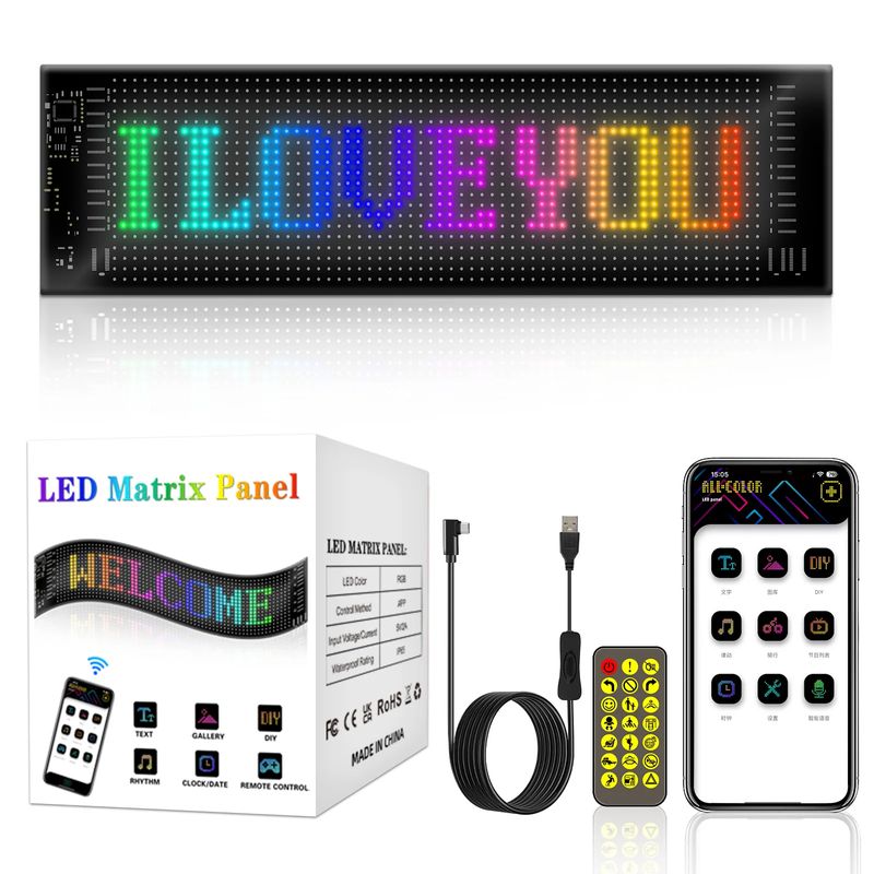 Auto si Moto - Electronice auto - Accesorii electronice auto - Display Led flexibil matrix interior USB Bluetooth APP 60 cm x 12cm - Infinity.ro