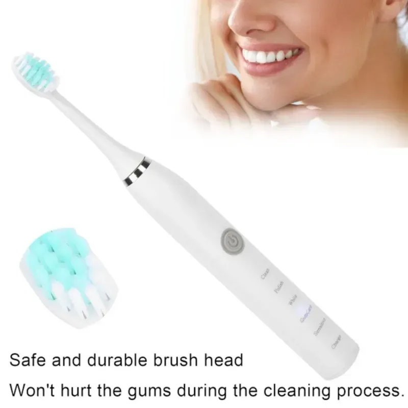 Ingrijire personala si Cosmetice - Igiena dentara - Periute de dinti electrice - Periuta de dinti electrica ABYZ cu 6 capete incluse si incarcare USB Design modern alba pentru o igiena dentara avansata - Infinity.ro