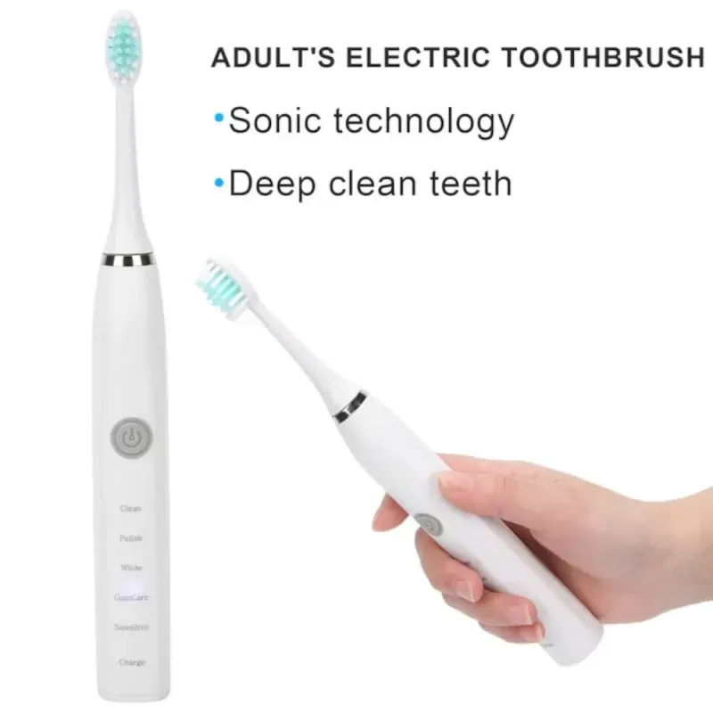 Ingrijire personala si Cosmetice - Igiena dentara - Periute de dinti electrice - Periuta de dinti electrica ABYZ cu 6 capete incluse si incarcare USB Design modern alba pentru o igiena dentara avansata - Infinity.ro