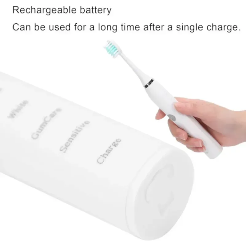Ingrijire personala si Cosmetice - Igiena dentara - Periute de dinti electrice - Periuta de dinti electrica ABYZ cu 6 capete incluse si incarcare USB Design modern alba pentru o igiena dentara avansata - Infinity.ro