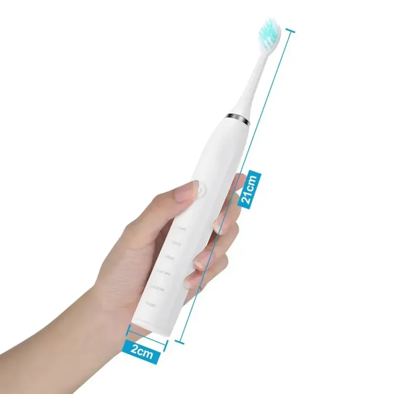 Ingrijire personala si Cosmetice - Igiena dentara - Periute de dinti electrice - Periuta de dinti electrica ABYZ cu 6 capete incluse si incarcare USB Design modern alba pentru o igiena dentara avansata - Infinity.ro