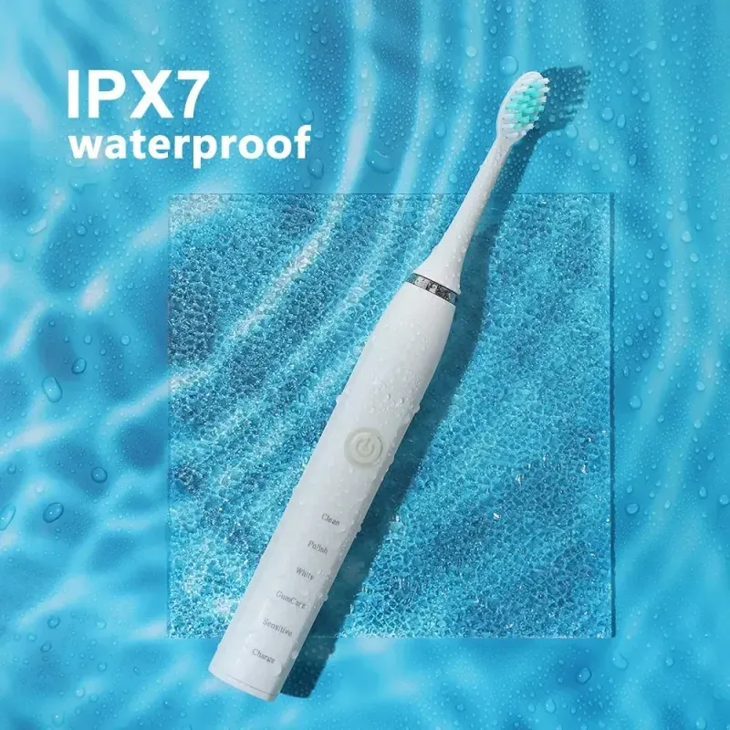 Ingrijire personala si Cosmetice - Igiena dentara - Periute de dinti electrice - Periuta de dinti electrica ABYZ cu 6 capete incluse si incarcare USB Design modern alba pentru o igiena dentara avansata - Infinity.ro