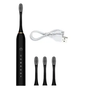 Periuta de dinti electrica ABYZ cu 4 capete interschimbabile si incarcare USB Culoare neagra design modern si functional