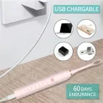 Ingrijire personala si Cosmetice - Igiena dentara - Periute de dinti electrice - Periuta de dinti electrica ABYZ cu 4 capete interschimbabile si incarcare USB, Culoare roz, design modern si functional - Infinity.ro