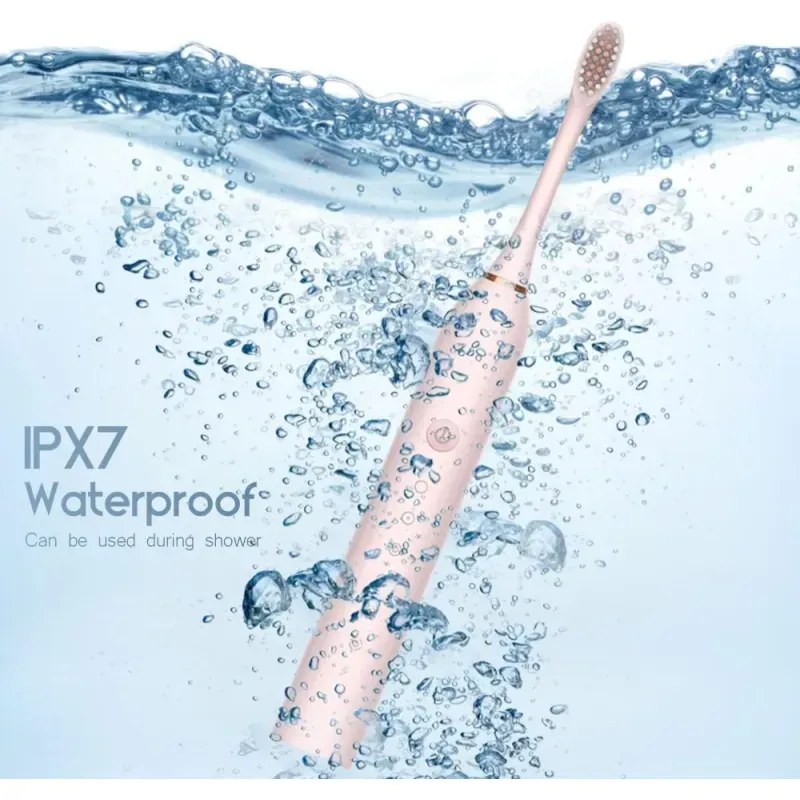 Ingrijire personala si Cosmetice - Igiena dentara - Periute de dinti electrice - Periuta de dinti electrica ABYZ cu 4 capete interschimbabile si incarcare USB, Culoare roz, design modern si functional - Infinity.ro