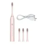 Ingrijire personala si Cosmetice - Igiena dentara - Periute de dinti electrice - Periuta de dinti electrica ABYZ cu 4 capete interschimbabile si incarcare USB, Culoare roz, design modern si functional - Infinity.ro