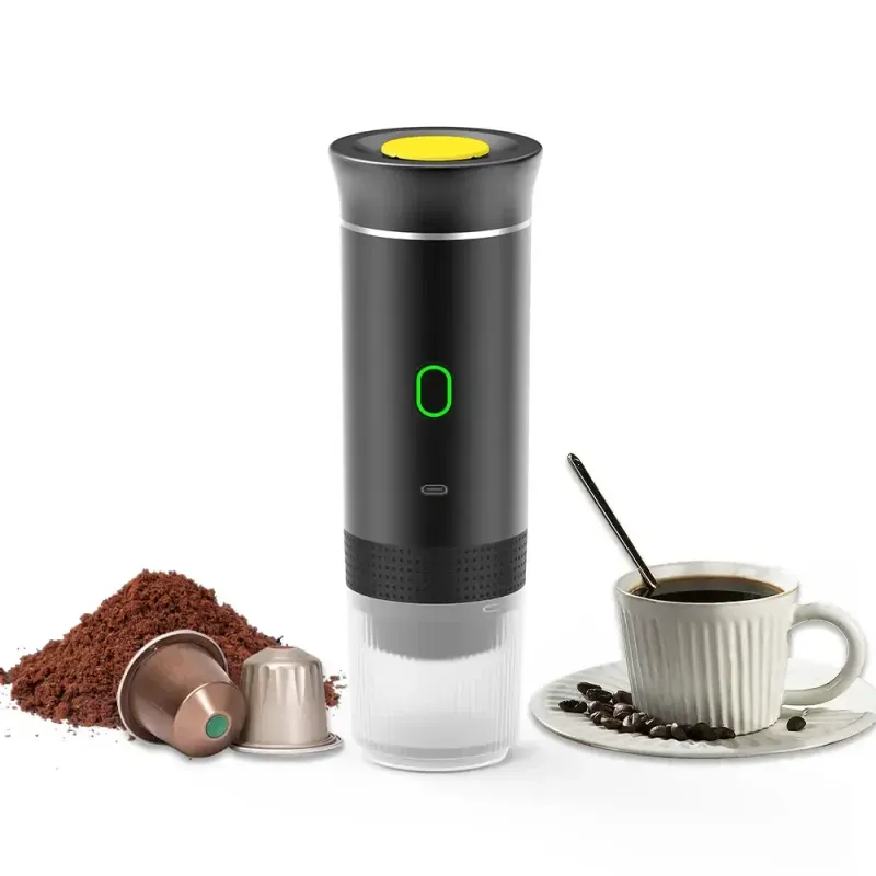 Electronice si Electrocasnice - Electrocasnice bucatarie - Preparare bauturi - Espressoare - Espressor Portabil compatibil cu Nespresso Dolce Gusto cafea macinata putere 72W Baterie 2500mAh incarcare USB Negru - Infinity.ro