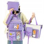 Carti si Birotica - Rechizite - Rucsacuri si genti scolare - Set 4-in-1 pentru Scolari sau Prescolari - (rucsac, geanta de umar, plic elegant, penar), culoare VIOLET cu IEPURAS - Infinity.ro