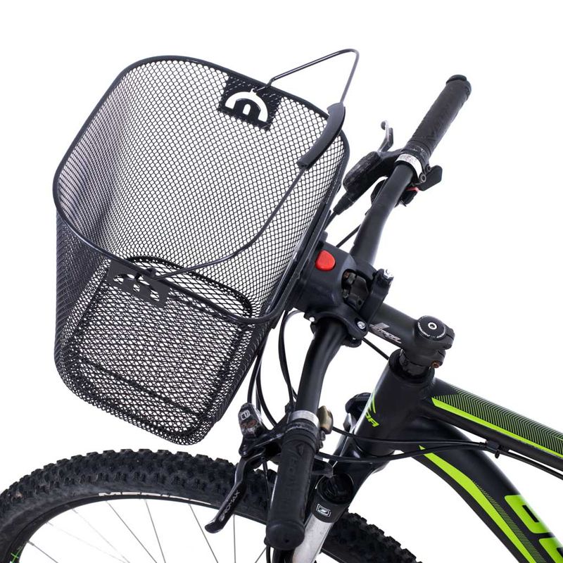 Sport si Outdoor - Ciclism - Accesorii pentru biciclete - Suporturi accesorii biciclete - Cos metalic pentru bicicleta cu maner, demontabil, conceput pentru a fi montat in partea din fata - Infinity.ro