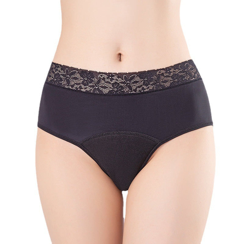Fashion, accesorii si bijuterii - Femei - Lenjerie si pijamale femei - Lenjerie intima femei - Chiloti Menstruali cu Dantela Florala, Negru - XL - Infinity.ro