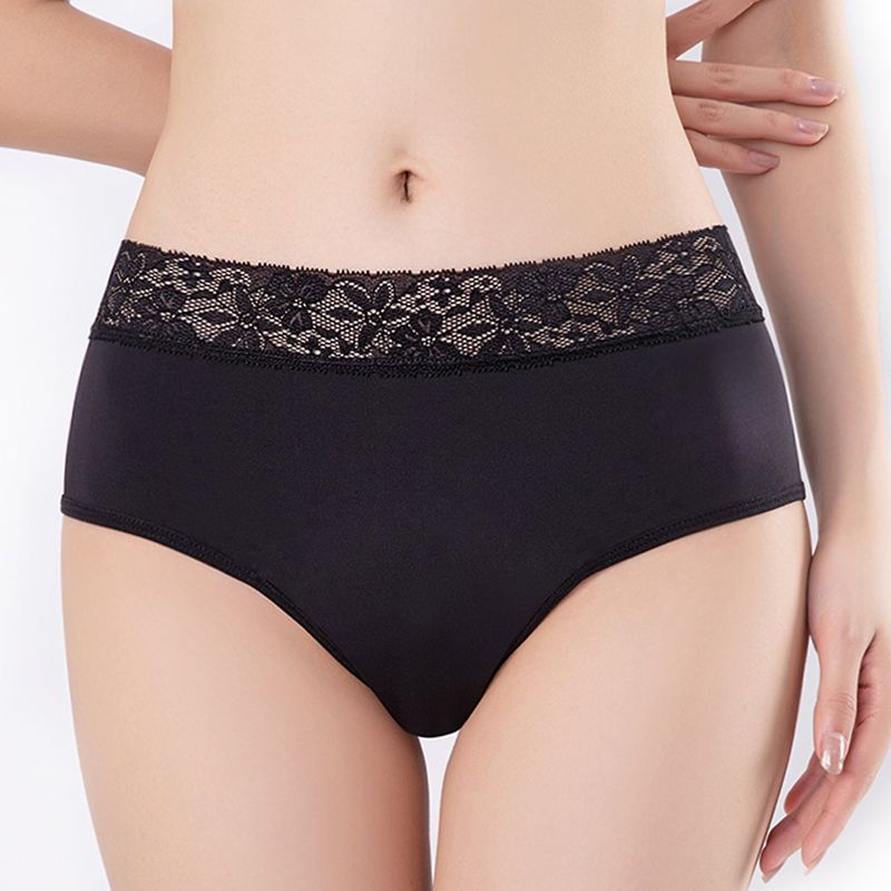 Fashion, accesorii si bijuterii - Femei - Lenjerie si pijamale femei - Lenjerie intima femei - Chiloti Menstruali cu Dantela Florala, Negru - XL - Infinity.ro
