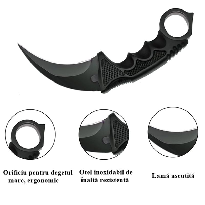 Sport si Outdoor - Camping - Cutite, bricege si accesorii - Cutite si bricege - Set doua cutite karambit, 19 cm, multicolor/negru, teaca inclusa - Infinity.ro