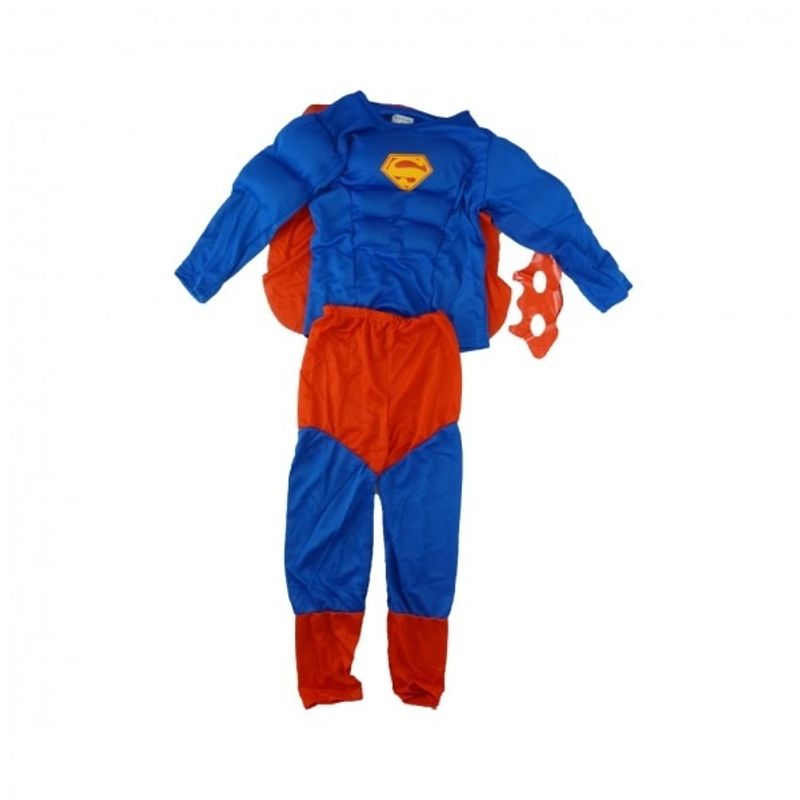 Jucarii, Copii si Bebe - Jucarii si jocuri - Jucarii de rol - Masti si costume copii - Costum Superman cu muschi, pelerina si masca, 7-9 ani, 120-130 cm - Infinity.ro