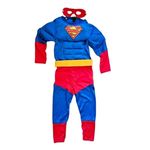 Jucarii, Copii si Bebe - Jucarii si jocuri - Jucarii de rol - Masti si costume copii - Costum Superman cu muschi, pelerina si masca, 7-9 ani, 120-130 cm - Infinity.ro