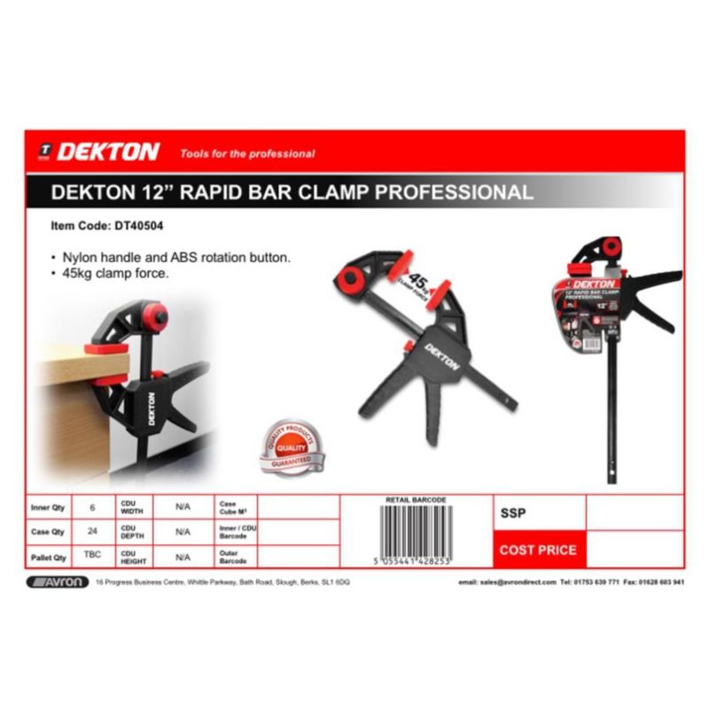 Casa si Gradina - Constructii - Scule electrice si accesorii - Menghine si cleme fixare - Menghina rapida tamplarie profesionala 300 mm Dekton, DT40504 - Infinity.ro