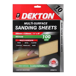 Set 10 foi abrazive pentru lemn/metal/plastic 280mm x 230mm Dekton, Granulatie 100, DT80774