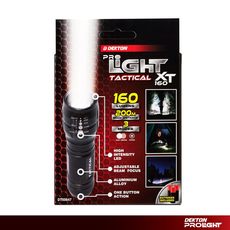 Sport si Outdoor - Camping - Articole solare camping - Lampi si lanterne camping - Lanterna LED COB Zoom XT160, 160lm, 200 Metri, Dekton, DT50547 - Infinity.ro